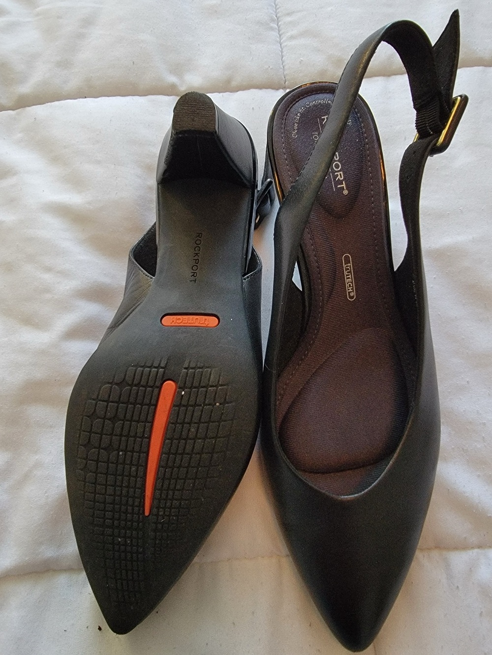 Rockport Black Pointed-Toe Slingback Heels